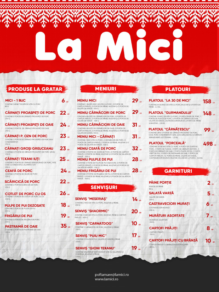 Menus de Mici et Spécialités Carnées | PDF