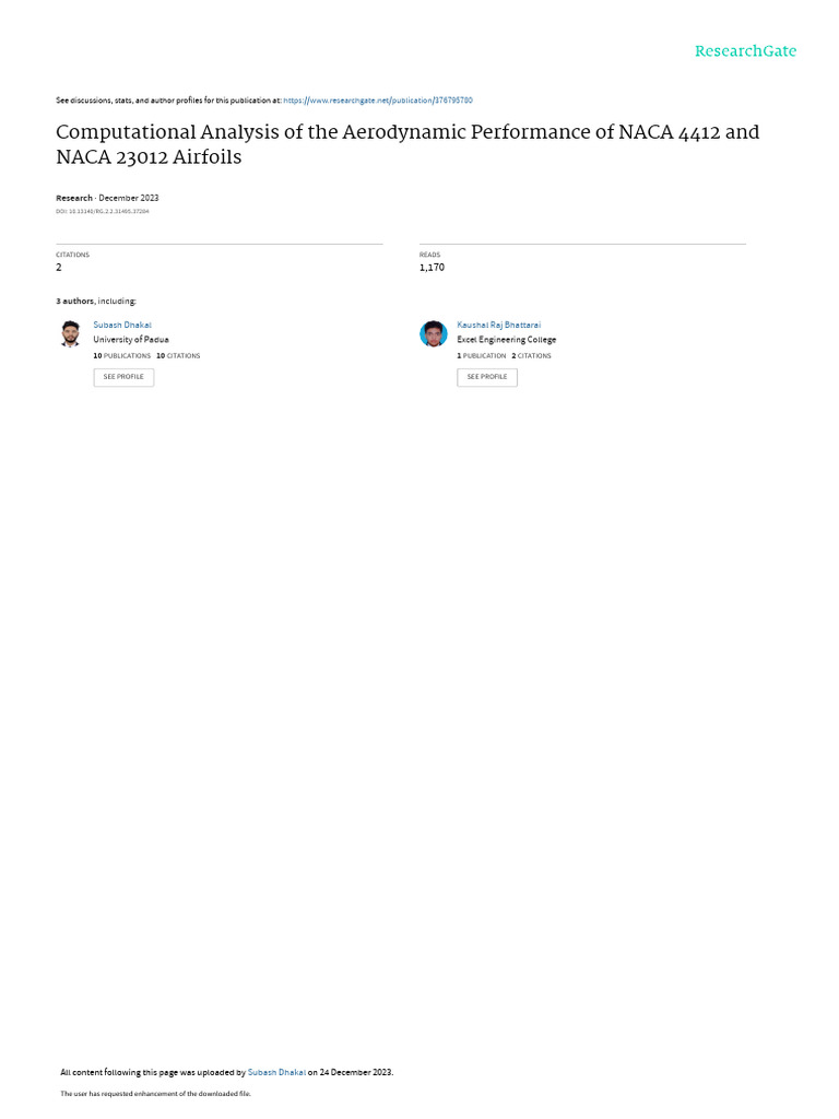 Aerodynamic Analysis of NACA Airfoils | PDF | Airfoil | Lift (Force)
