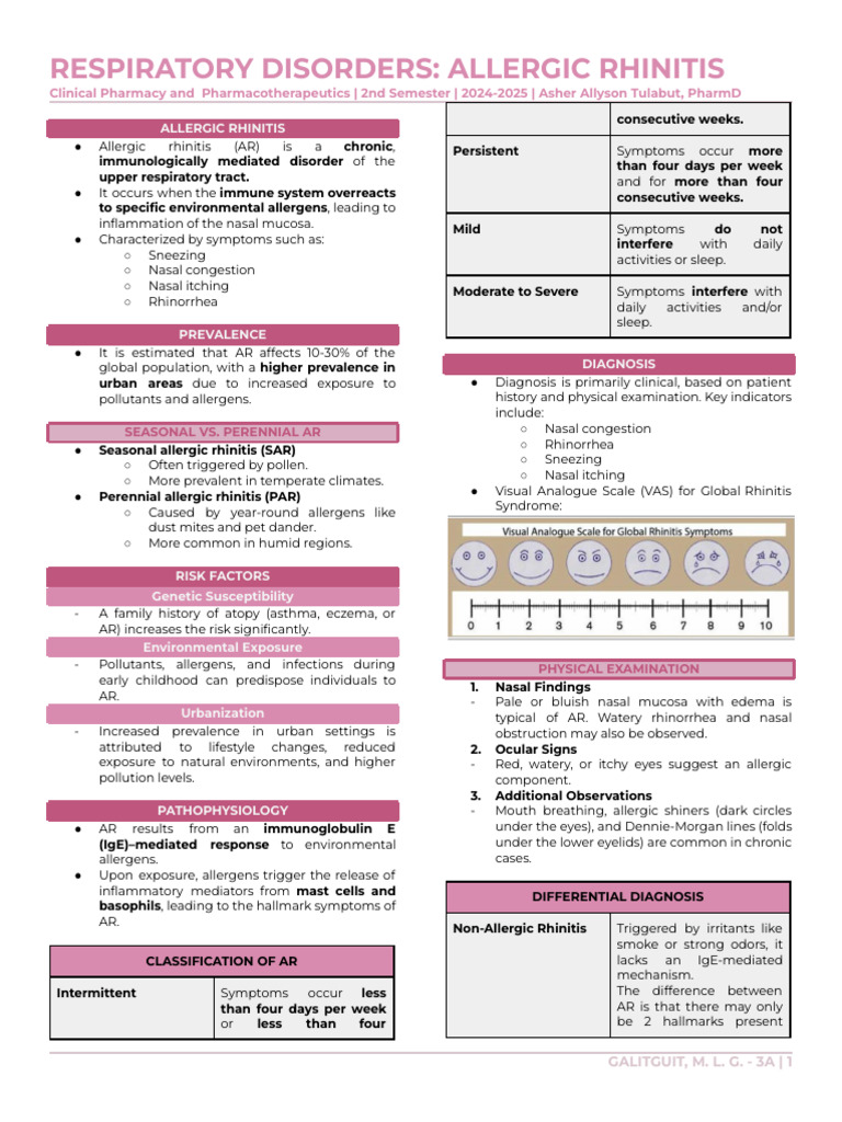 PHClinPhar02 - Allergy Rhinitis (Respiratory Diseases) | PDF | Allergy ...
