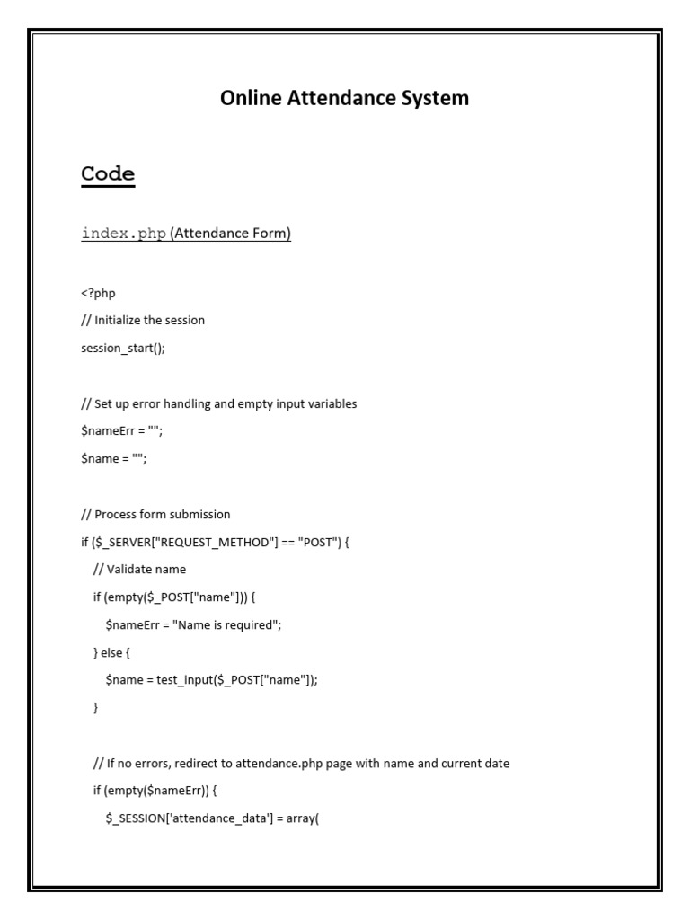 Online Attendance System Code | PDF | Computing | Computer Programming
