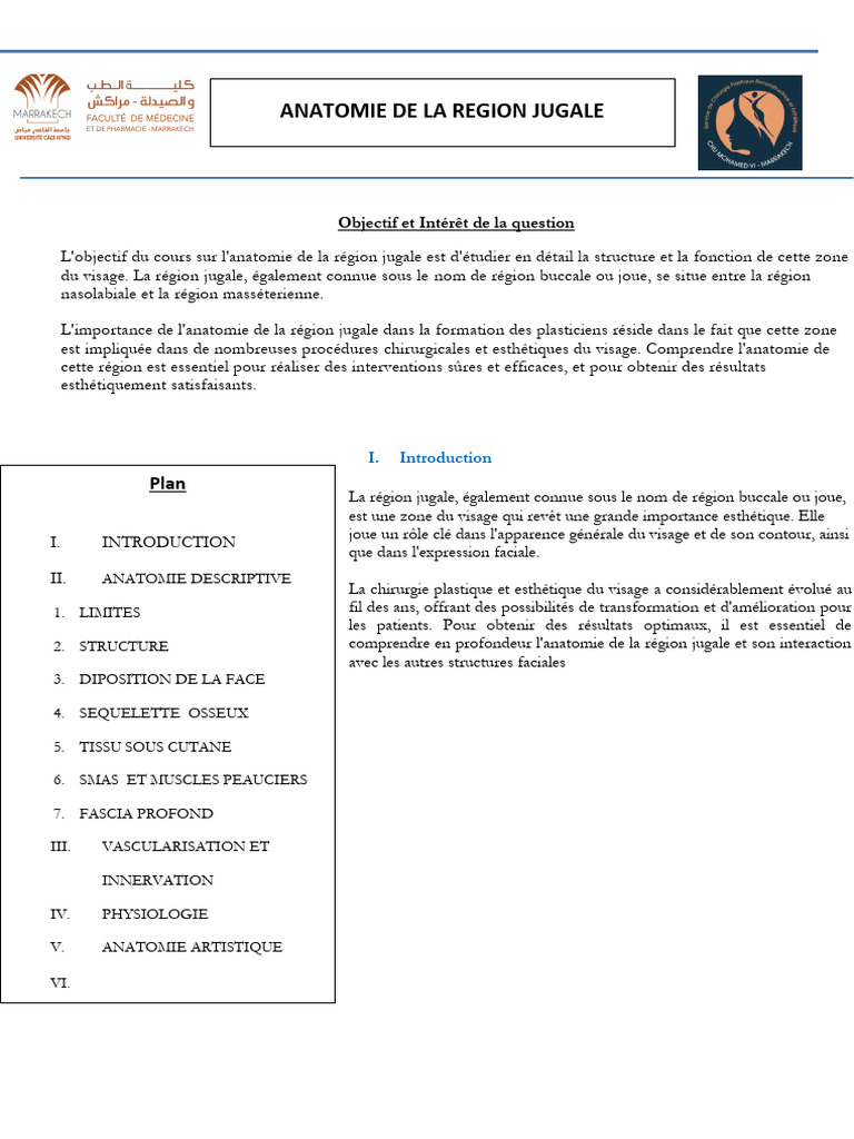 Anatomie de la Région Jugale | PDF | Tête et cou chez l'humain ...