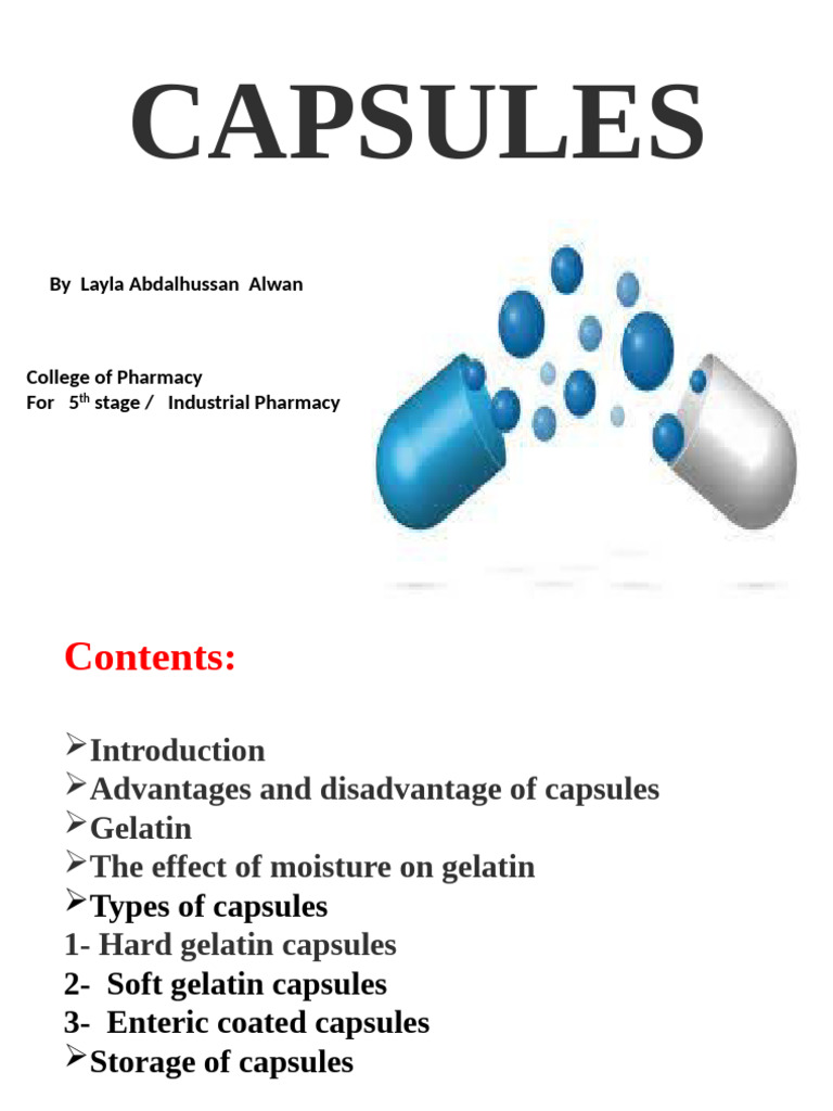Understanding Capsule Types and Storage | PDF | Gelatin | Tablet (Pharmacy)