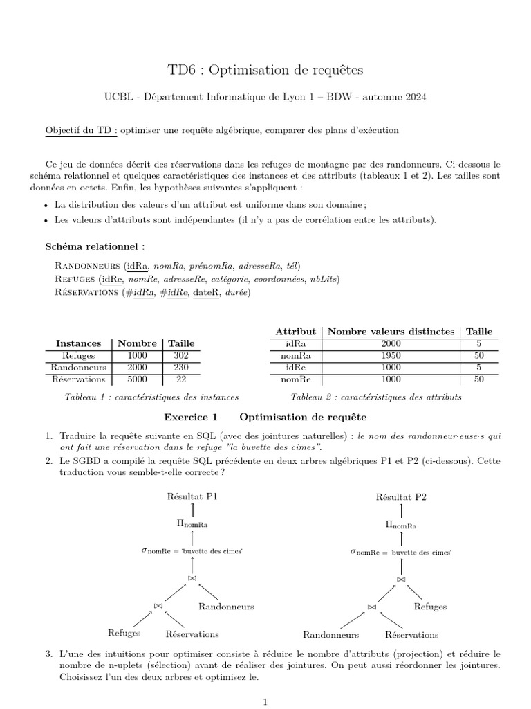 Optimisation de requêtes SQL en BDW | PDF | Mathématiques appliqués