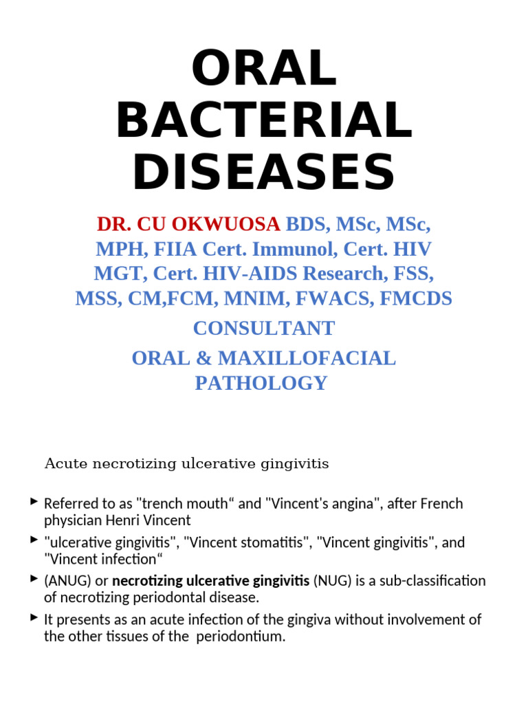 Bacterial Oral Diseases 2 | PDF | Tuberculosis | Clinical Medicine