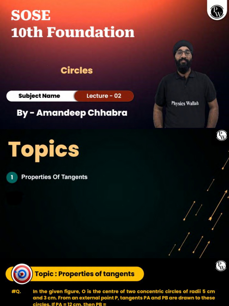 Circles - 02 - Class Notes - (10th Foundation) | PDF