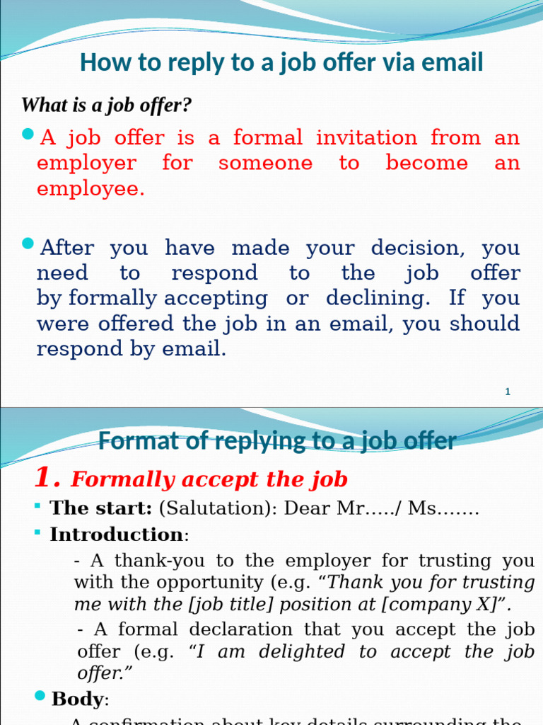 Theory of Replying To A Job Offer | PDF