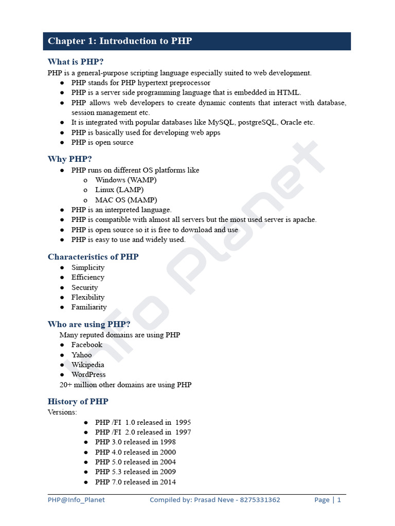 Introduction to PHP Basics and Syntax | PDF | Variable (Computer ...