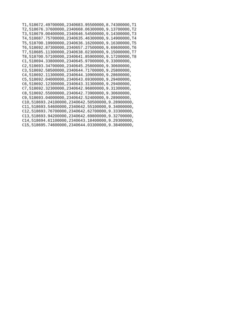 Coordinate Data for Points T and C | PDF