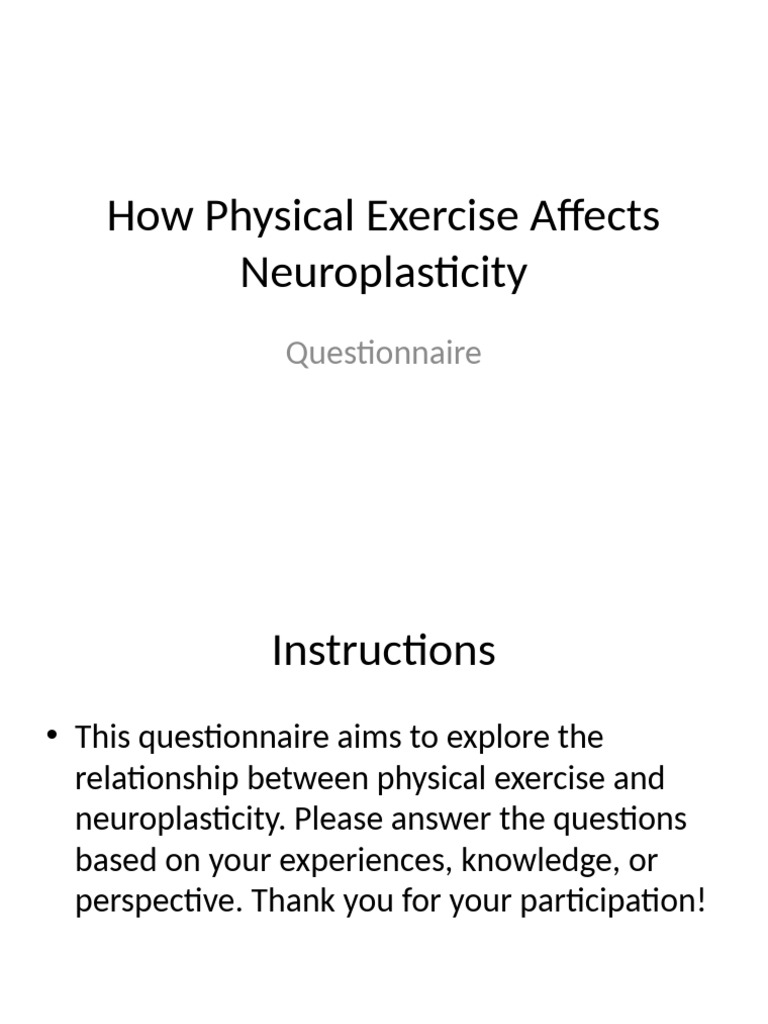 Exercise's Impact on Neuroplasticity Survey | PDF