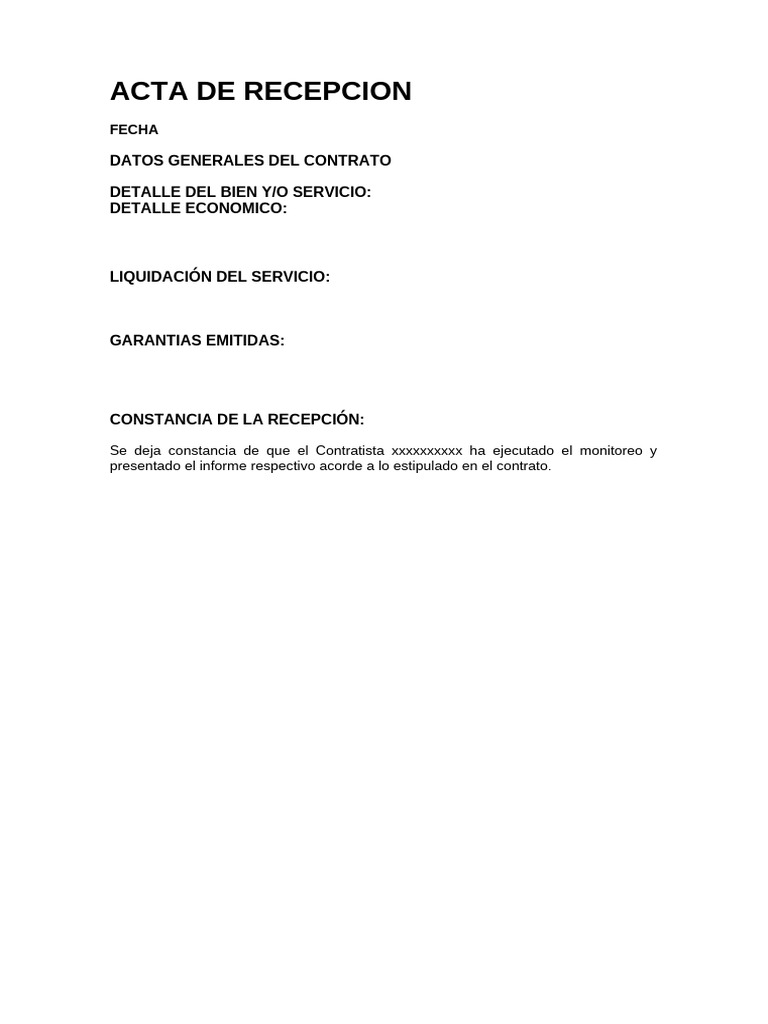 Formato de Acta de Recepción | PDF