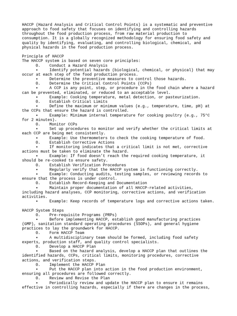 HACCP: Essential Food Safety Guide | PDF | Hazard Analysis And Critical ...