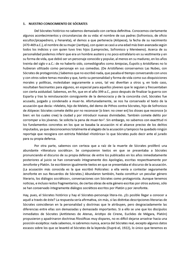 Nuestro Conocimiento de Sócrates | PDF | Sócrates | Platón