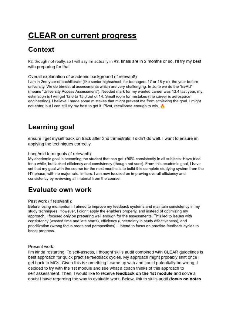 CLEAR On RS, Test - Is Skill Audit Best For Evaluating | PDF | Goal ...