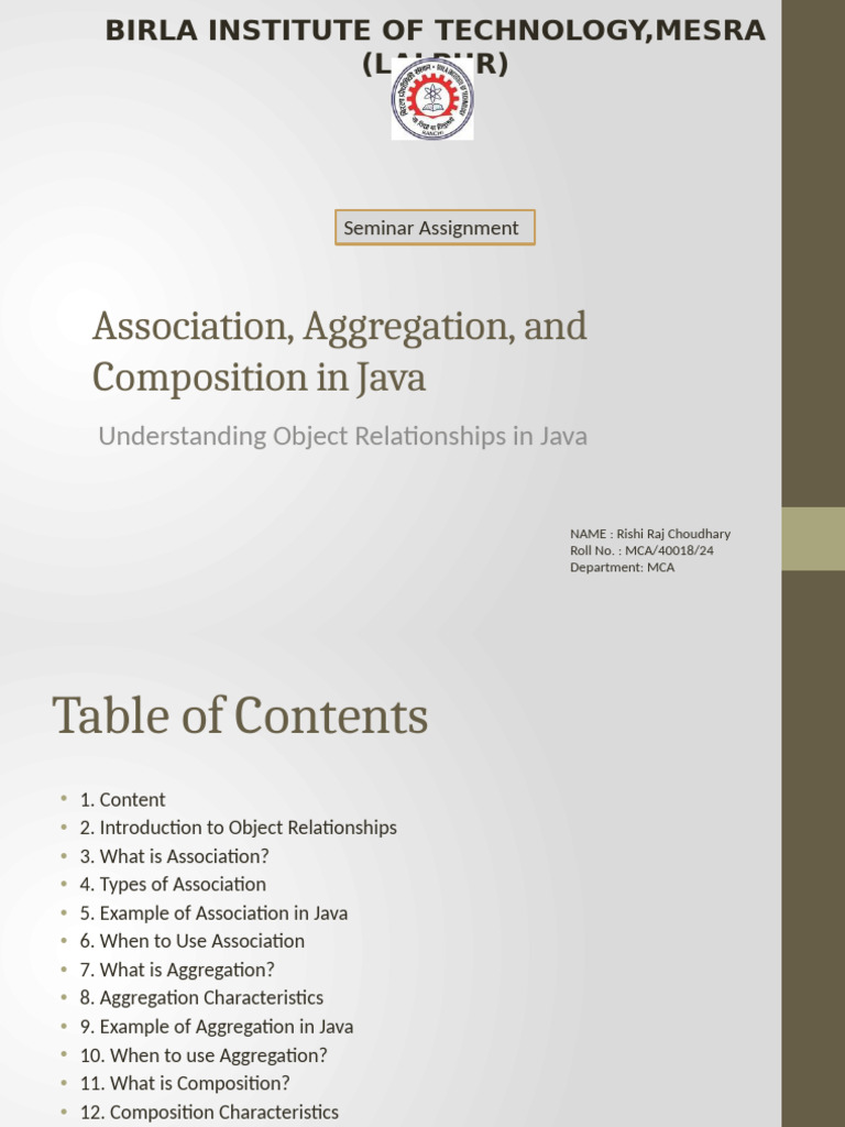 Association, Aggregation, And Composition in Java-1 | PDF | Object ...