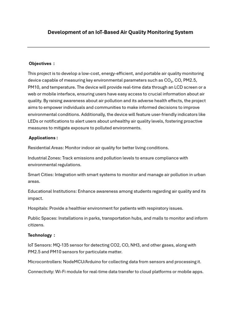 IoT Air Quality Monitoring System | PDF | Air Pollution | Internet Of ...