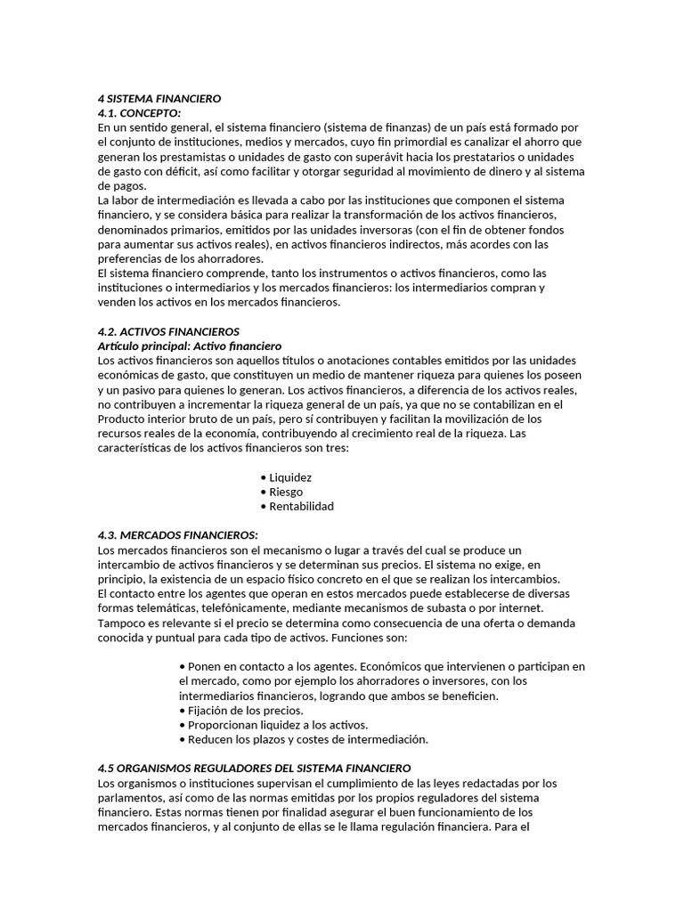 Estructura y Funciones del Sistema Financiero | PDF | Sistema ...