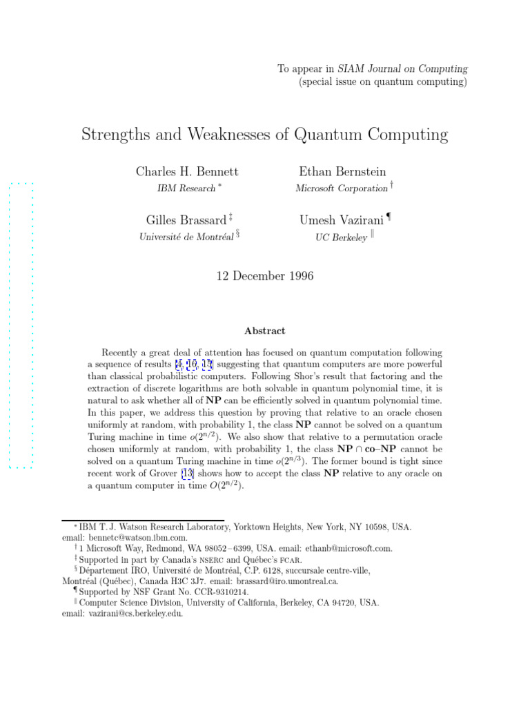 Quantum Computing: NP Complexity Limits | PDF | Quantum Computing ...