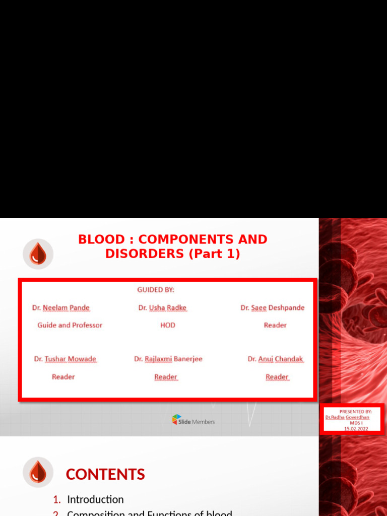 Blood Components and Disorders Overview | PDF | Anemia | Platelet