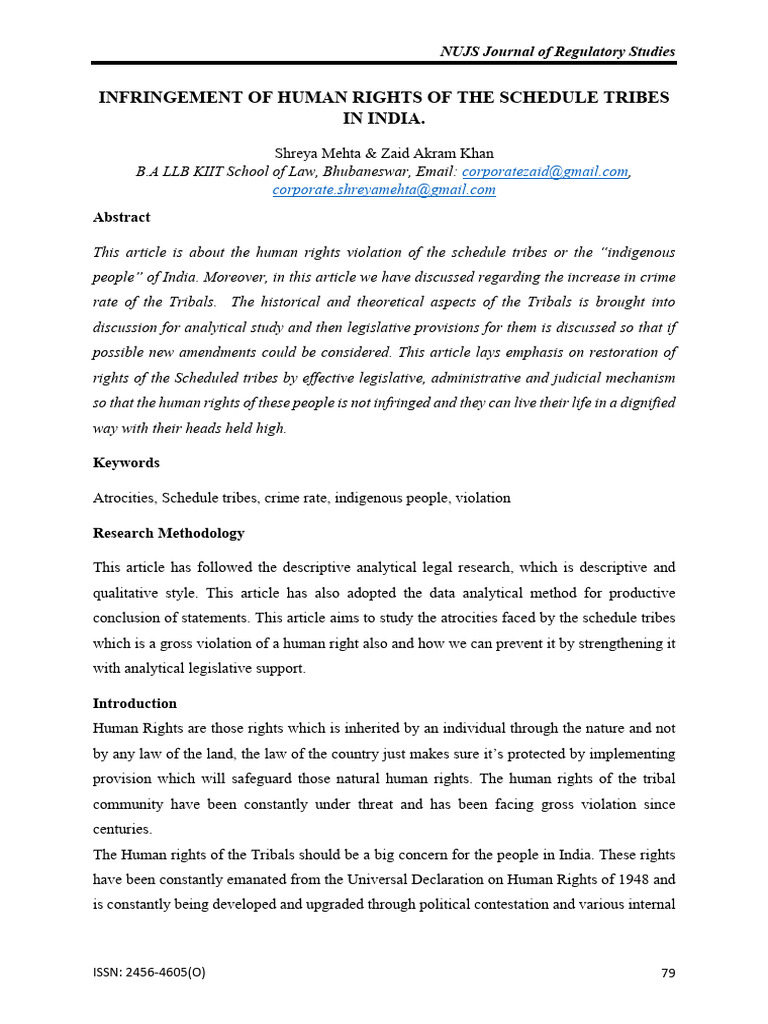 Infringement of Human Rights of Scheduled Tribe | PDF | Human Rights ...