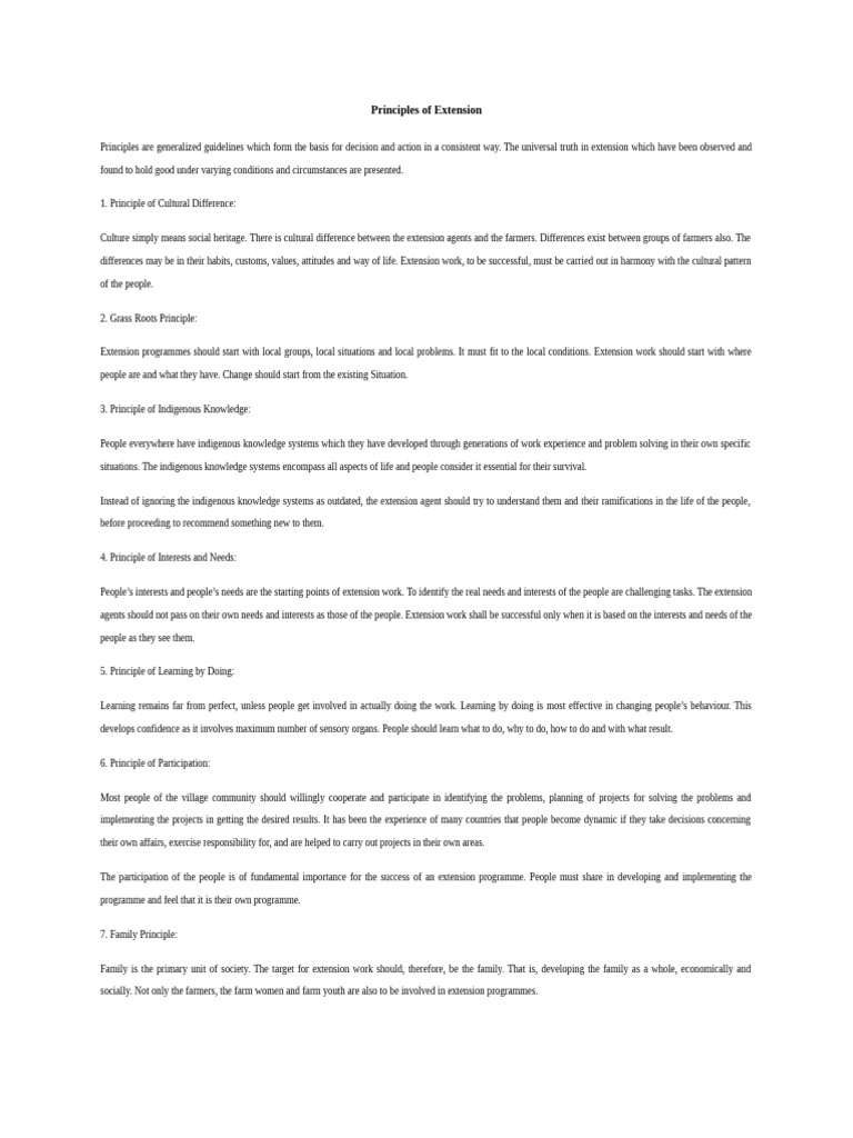 Principles of Agricultural Extension | PDF | Knowledge | Disciplines