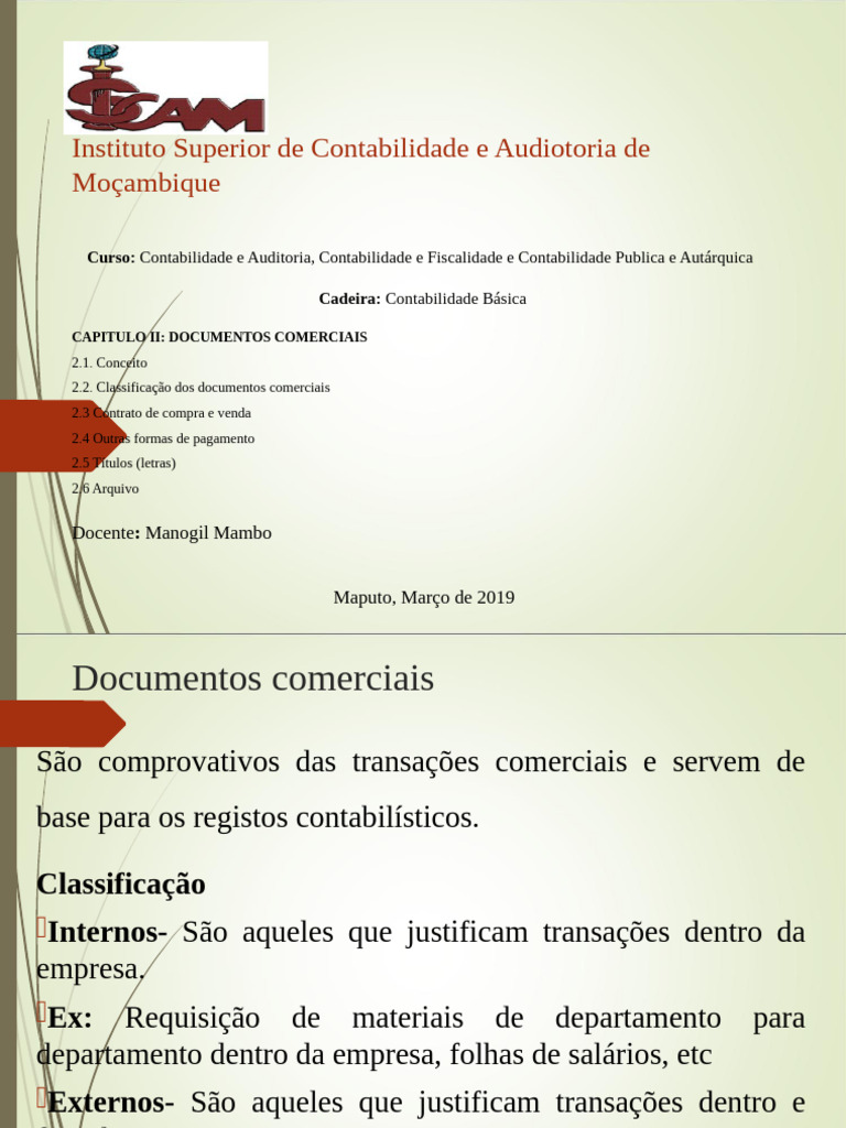 Documentos Comerciais em Contabilidade | PDF | Business | Economias