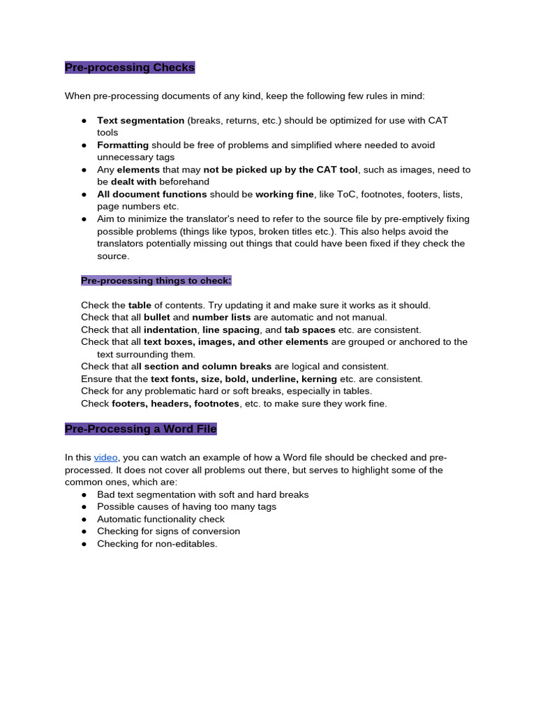 Essential Pre-Processing Document Checks | PDF