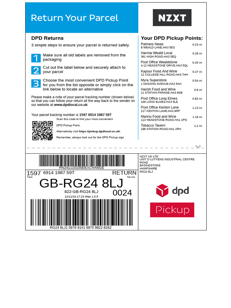 DPD Returns Process and Pickup Points | PDF
