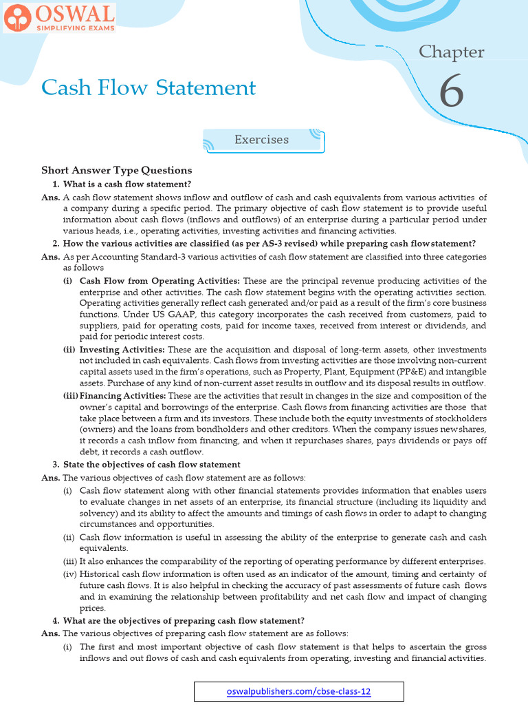 Cash Flow Statement Overview and Exercises | PDF | Cash Flow Statement ...