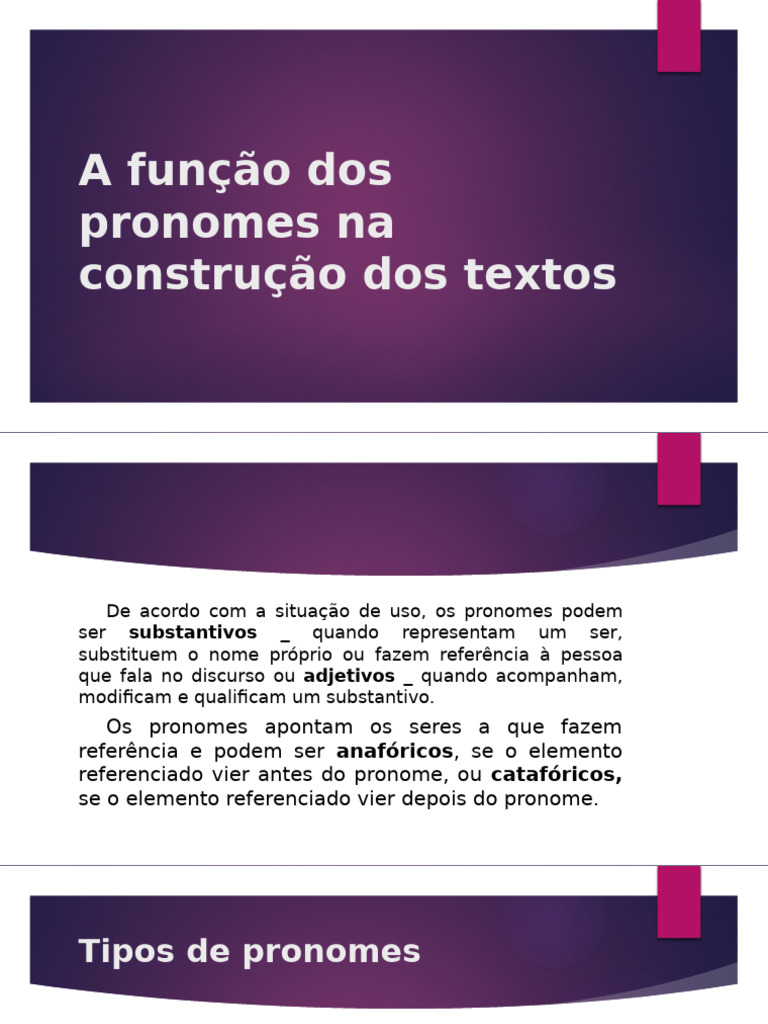 Função e Tipos de Pronomes em Textos | PDF | Pronome | Linguística