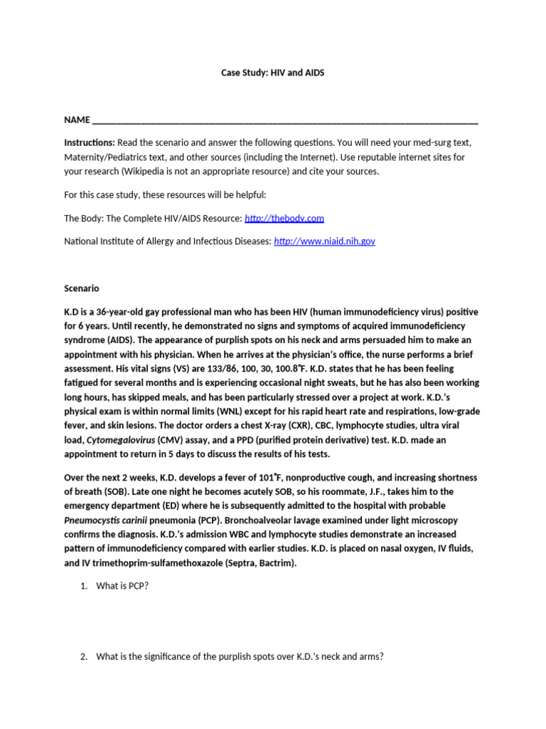 HIV Case Study: K.D.'s Clinical Journey | PDF | Hiv/Aids | Animal Diseases