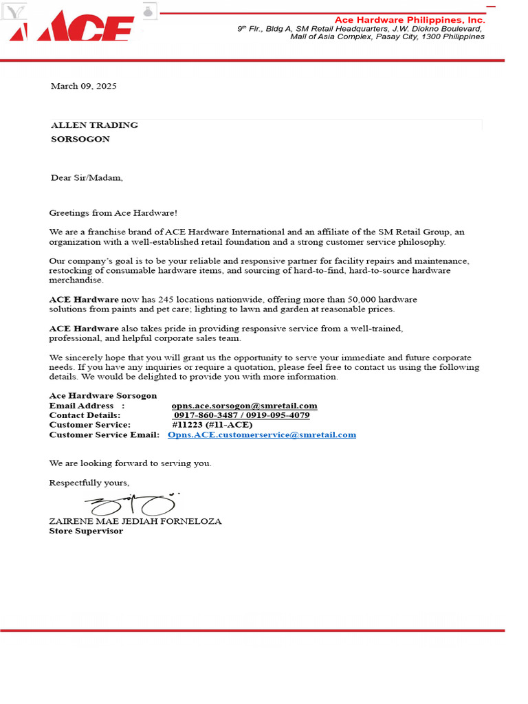 Letter of Introduction - ALLEN TRADING | PDF | Vacuum Cleaner ...