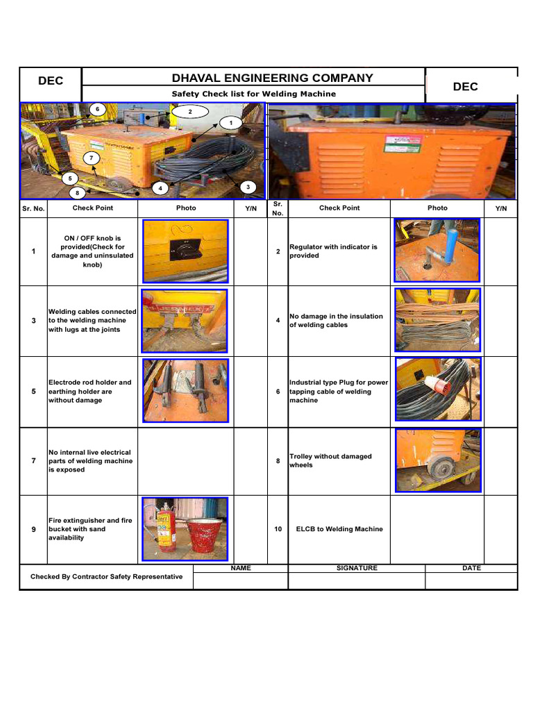 Welding Machine Safety Checklist | PDF | Materials | Electromagnetism