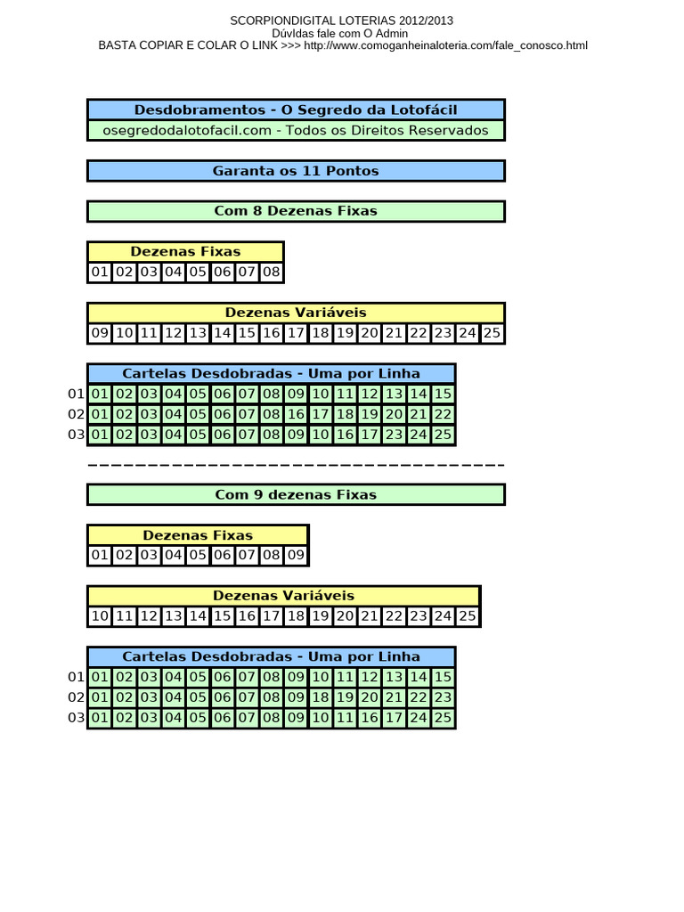 Desdobramentos 201 5 20 - 20o 20segredo 20da 20lotof c3 A1cil | PDF