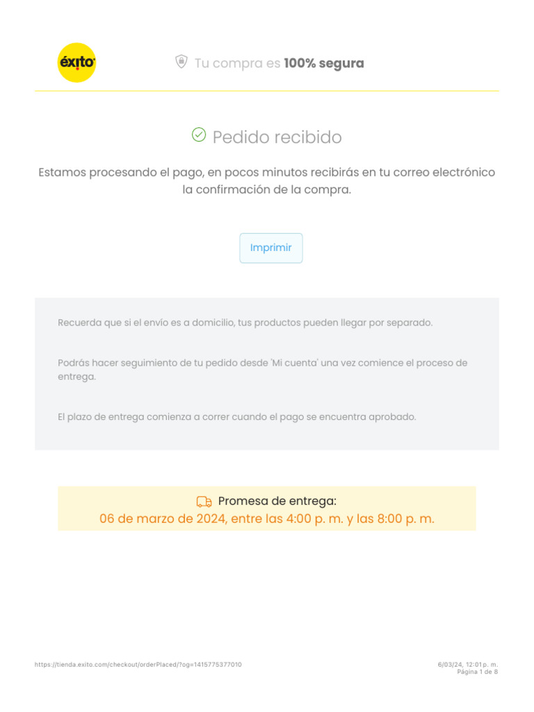 Confirmación de Pedido y Entrega | PDF
