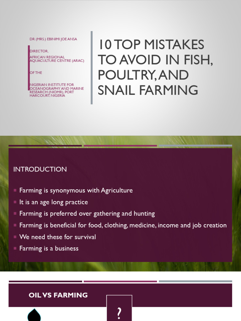 10 Top Mistakes To Avoid in Fish, Poultry, and Snail Farming | PDF | Water