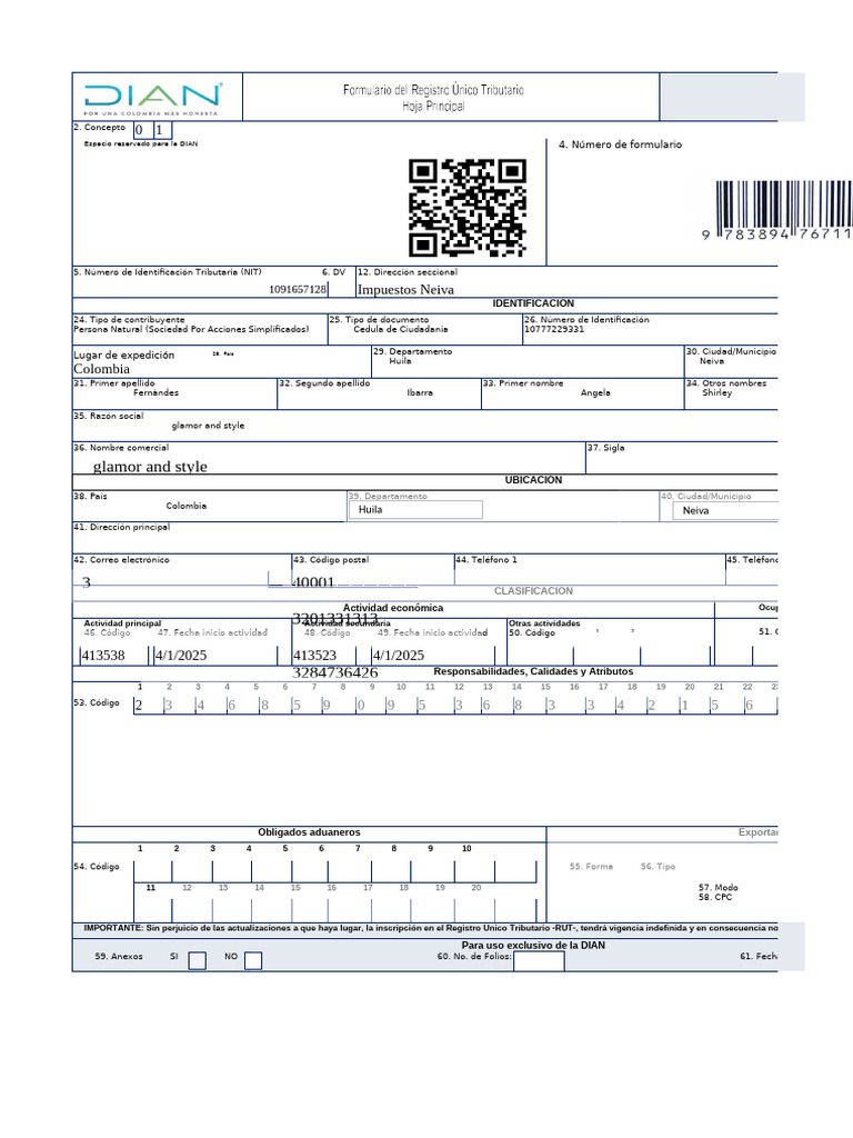 Formulario RUT Editable para Registro | PDF