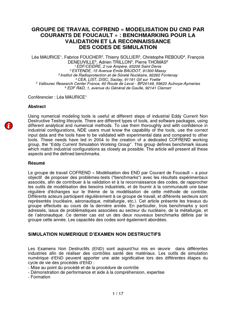 Validation des Codes de Simulation CND | PDF | Inducteur | Équations