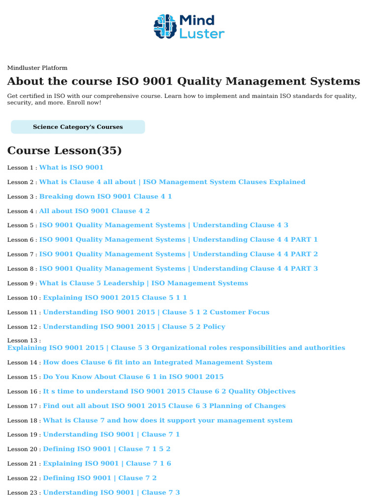 ISO 9001 Quality Management Course | PDF | Quality Management | Quality ...