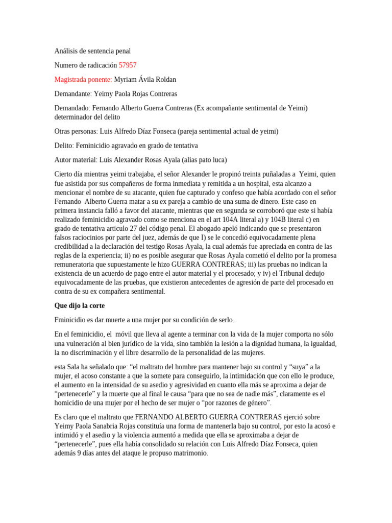 Análisis de caso de feminicidio agravado | PDF | Mujer | Violencia