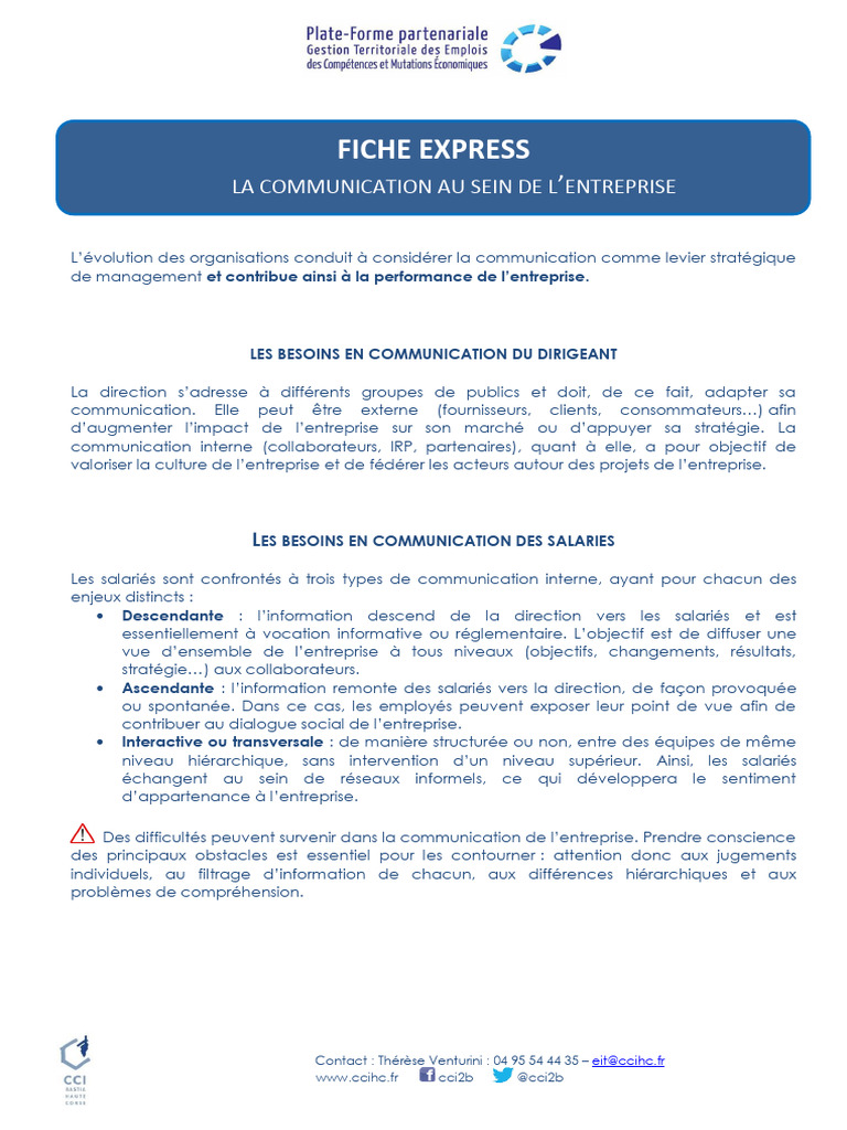 Communication interne et performance entreprise | PDF | Business | la ...