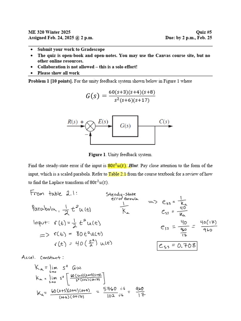 ME+320 Quiz+5 W2025 | PDF