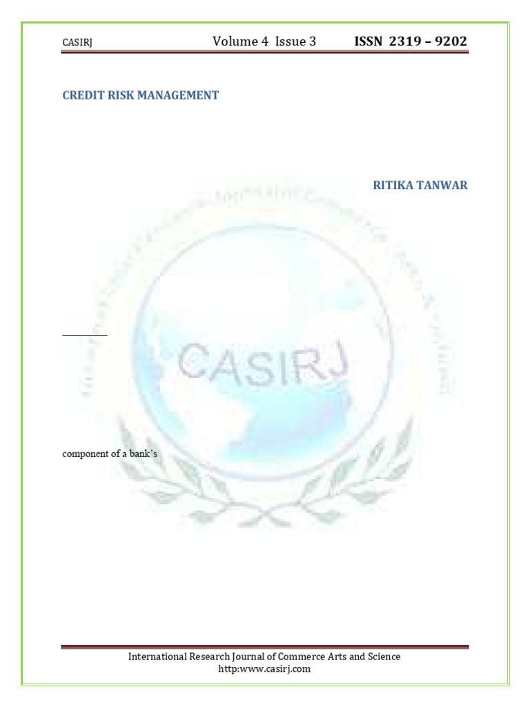 Credit Risk Management | PDF | Finance & Money Management | Credit