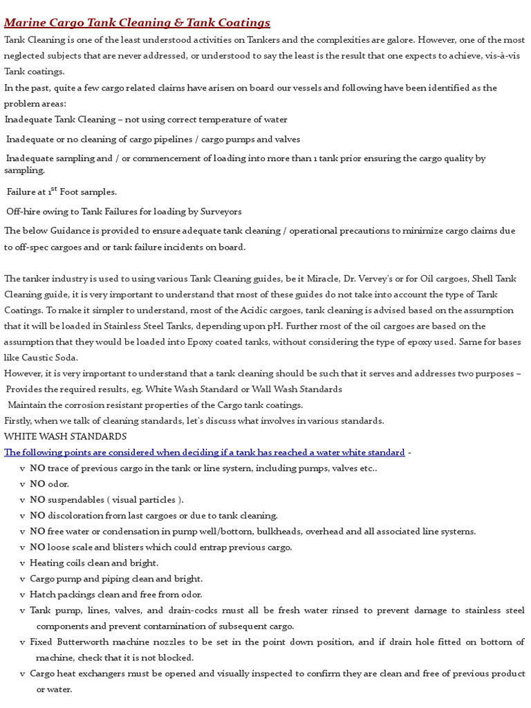 Tank Cleaning Standards & Coatings Guide | PDF | Epoxy | Paint