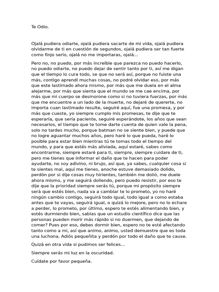 Carta de despedida a un amor perdido | PDF