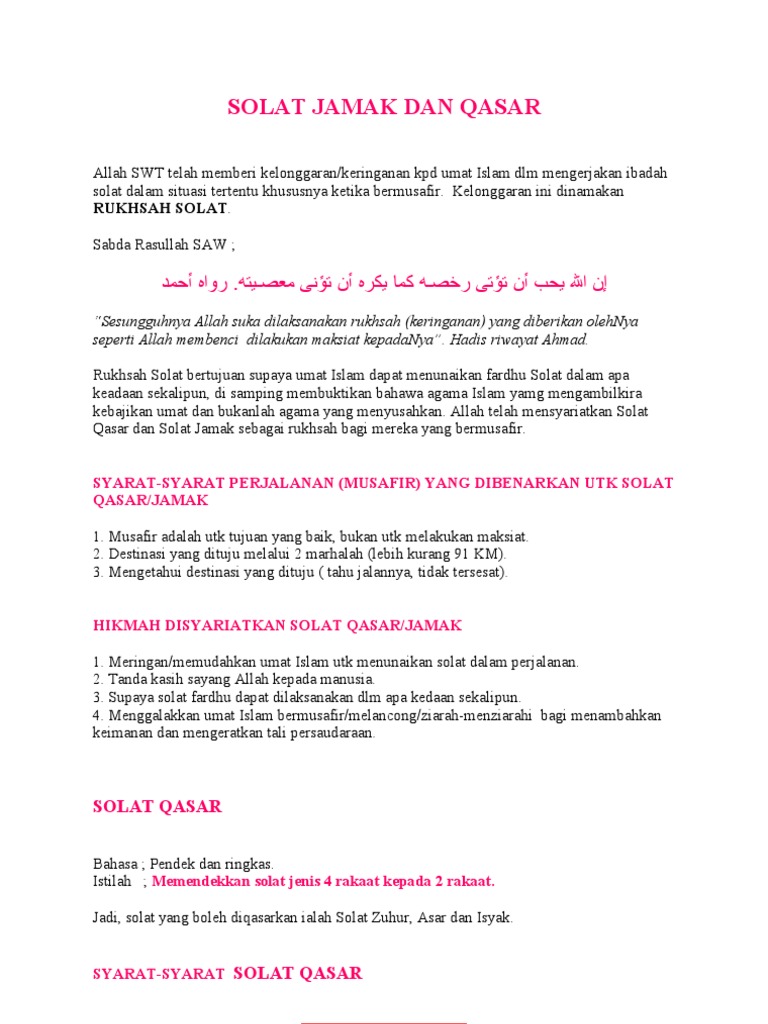 Solat Jamak Dan Qasar