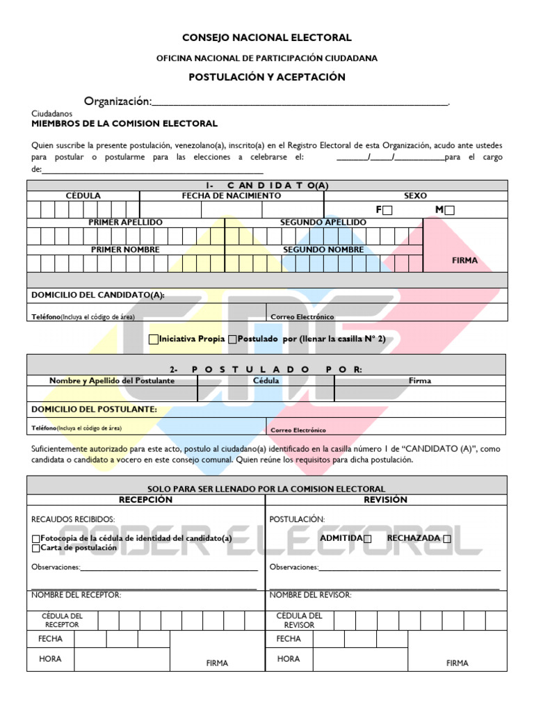 Formato de Postulacion y Aceptacion | PDF | Elecciones | Gobierno
