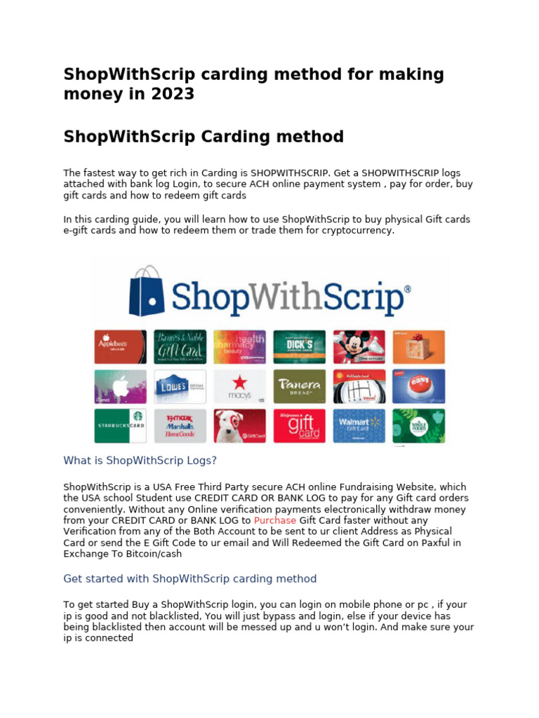 ShopWithScrip Carding Guide 2023 | PDF | Gift Card | Bitcoin
