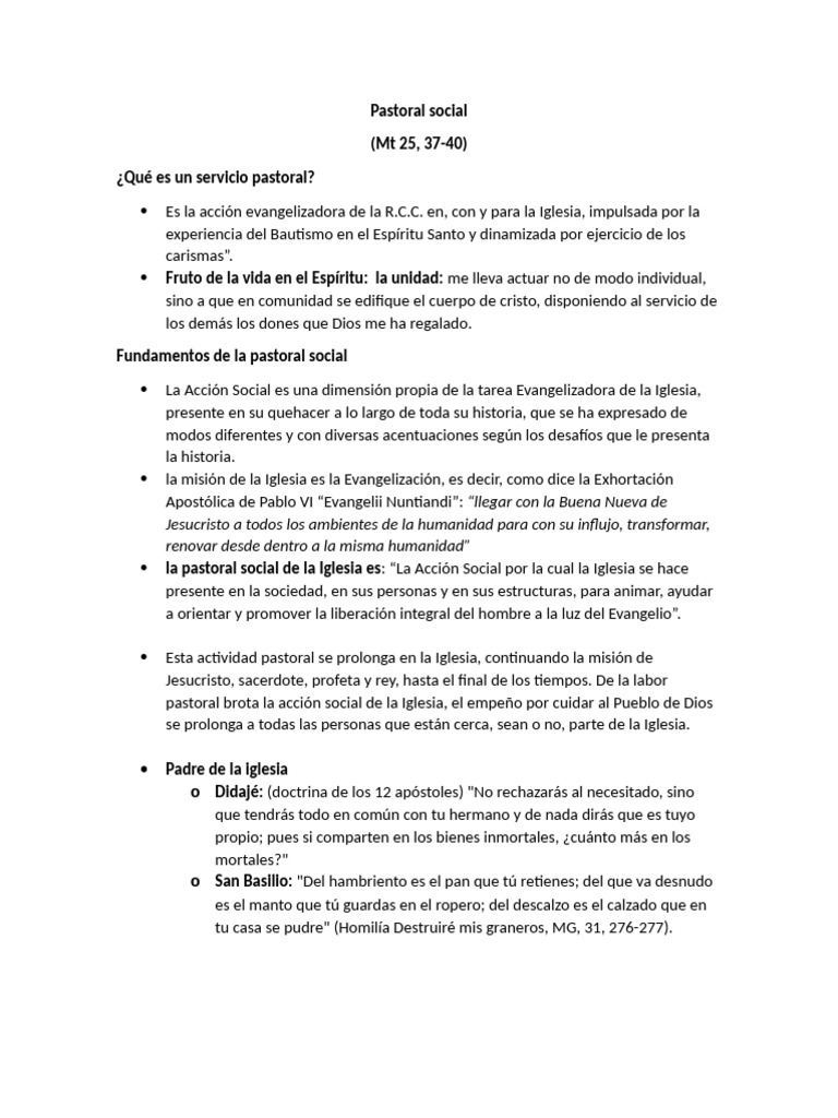 Fundamentos de la Pastoral Social | PDF | Iglesia Católica | Jesús