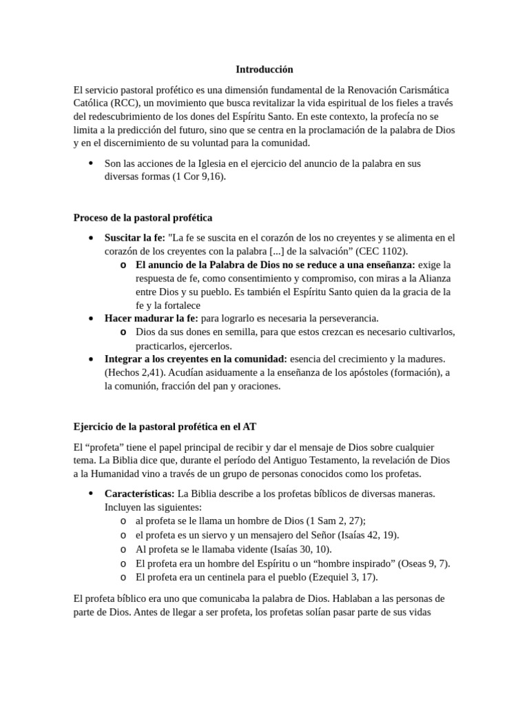 Pastoral Profética en la RCC: Guía y Urgencia | PDF | Sacerdote | Jesús