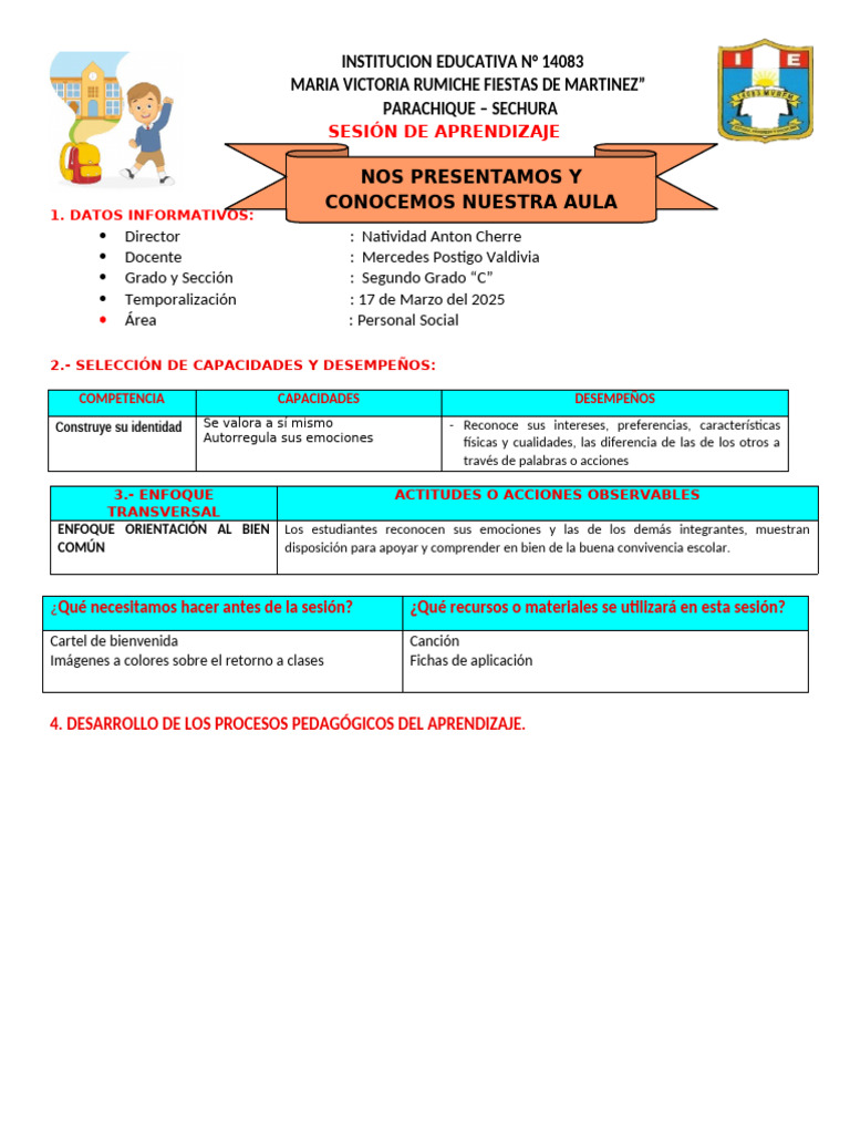Mi Primer Dia de Clases | PDF | Salón de clases | Aprendizaje